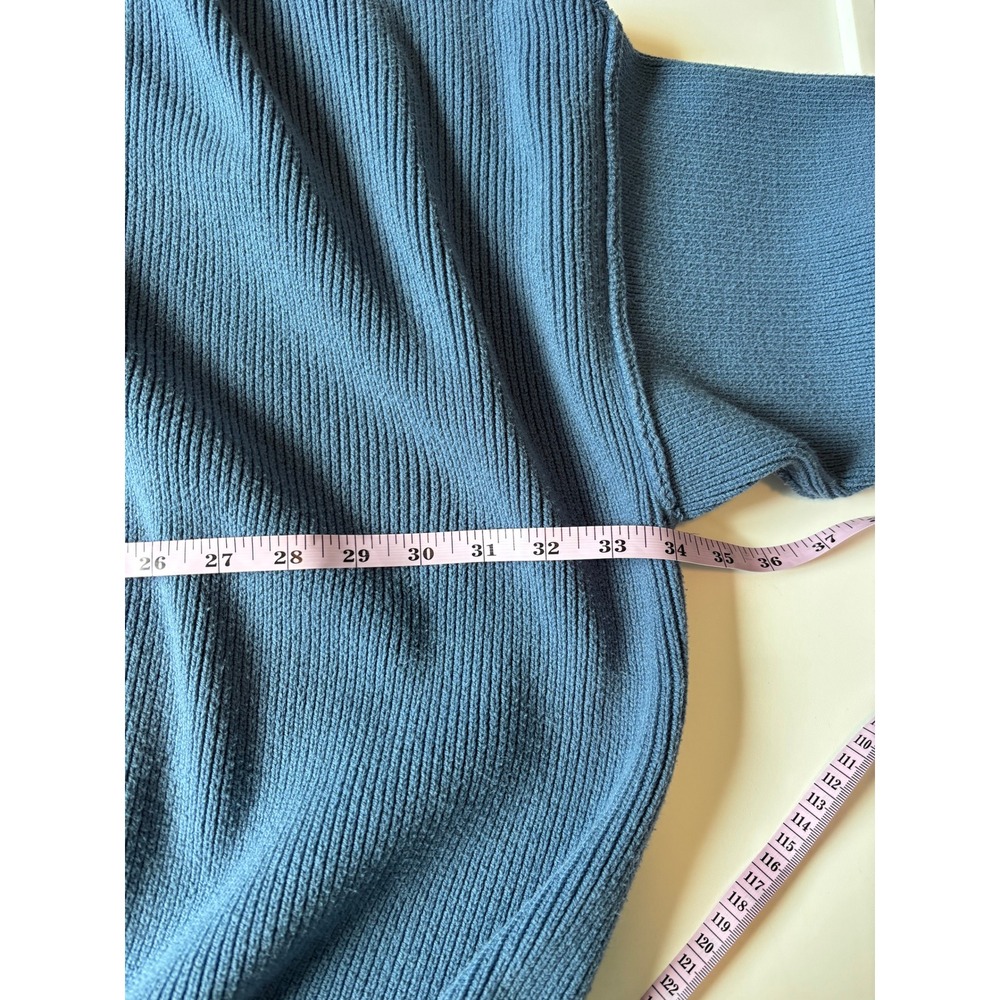 Free People Sweater Blue Size M Oversized Ribbed Knit Boho Consign - Picture 8 of 9